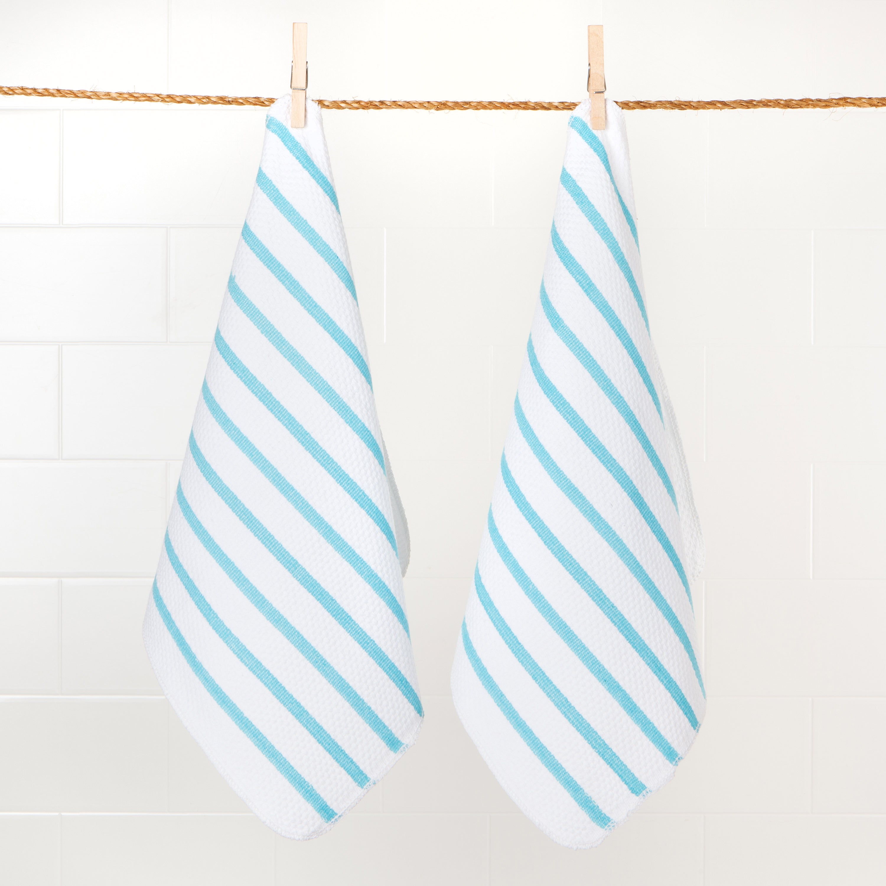 (White / Bali Blue) - Basketweave Dishcloths, Set of 2  by Now Designs®