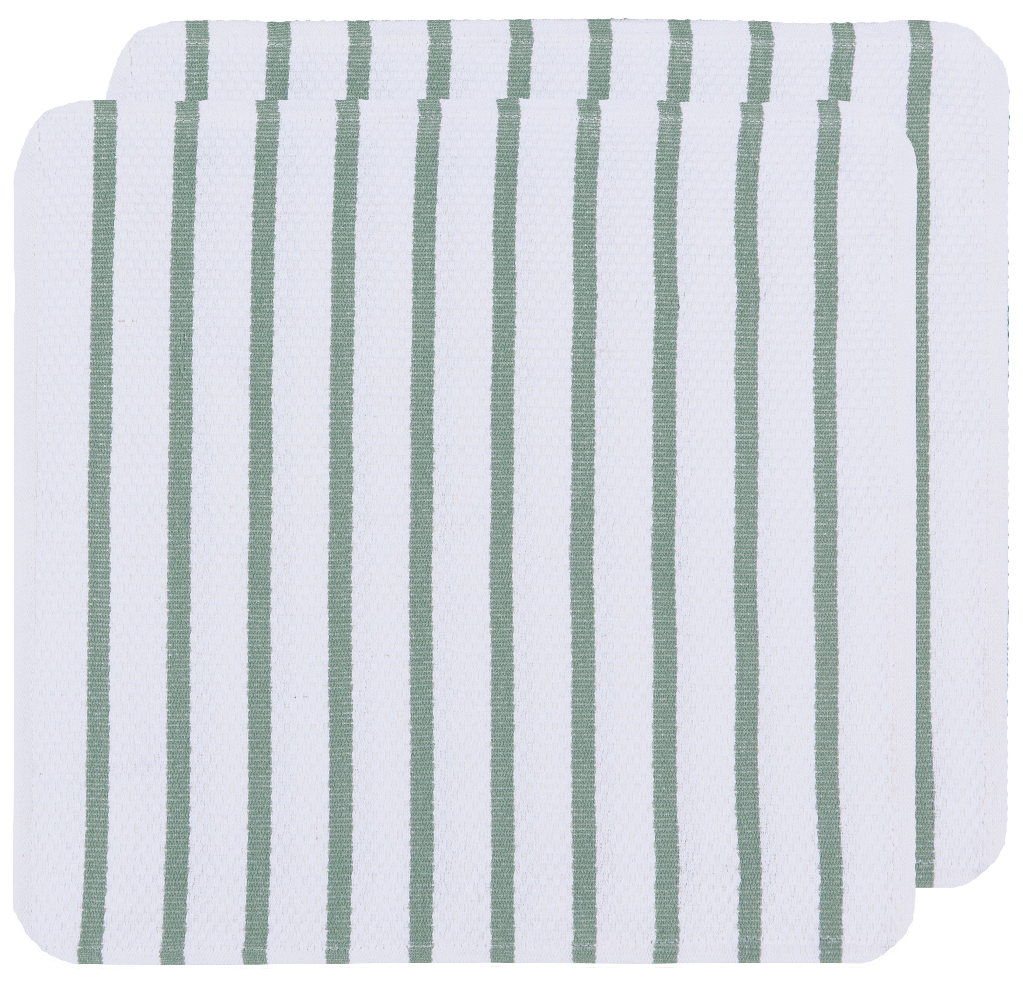 (White / Elm Green) - Basketweave Dishcloths, Set of 2  by Now Designs®