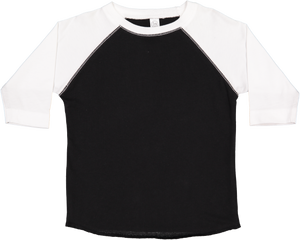 Toddler (Unisex) Raglan Baseball T-Shirt  (Black & White)