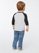 Load image into Gallery viewer, Toddler (Unisex) Raglan Baseball T-Shirt  (Black &amp; White)
