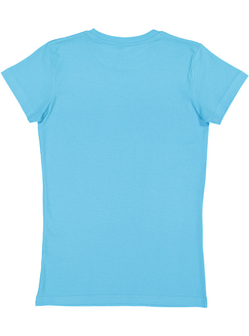 Ladies (Junior) Fitted - Crew Neck -- Fine Jersey T-shirt -- 100% Cotton -- Aqua Color