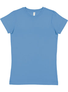 Ladies (Junior) Fitted - Crew Neck -- Fine Jersey T-shirt -- 100% Cotton -- Carolina Blue Color