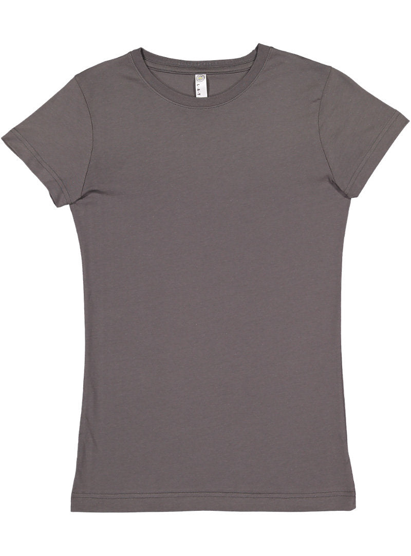 Ladies (Junior) Fitted - Crew Neck -- Fine Jersey T-shirt -- 100% Cotton -- Charcoal Color