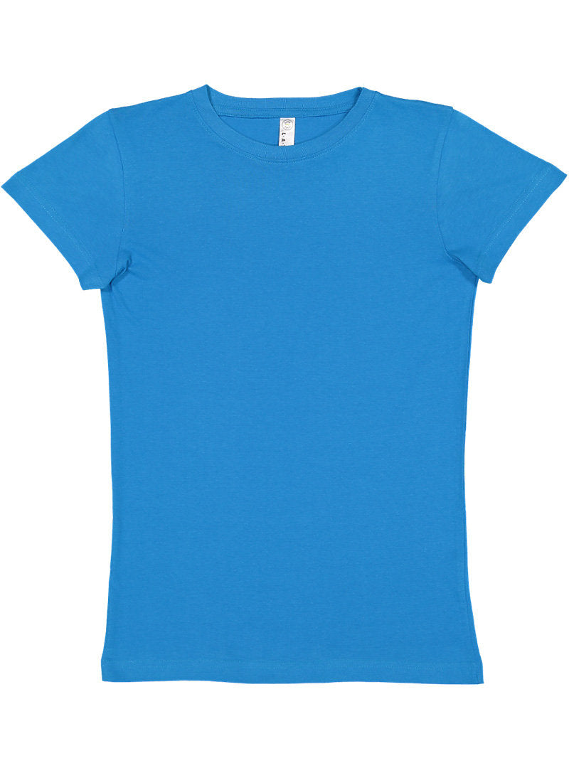 Ladies (Junior) Fitted - Crew Neck -- Fine Jersey T-shirt -- 100% Cotton -- Cobalt Color