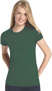 Ladies (Junior) Fitted - Crew Neck -- Fine Jersey T-shirt -- 100% Cotton -- Forest Green Color