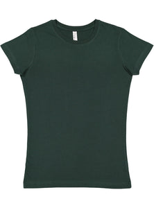 Ladies (Junior) Fitted - Crew Neck -- Fine Jersey T-shirt -- 100% Cotton -- Forest Green Color