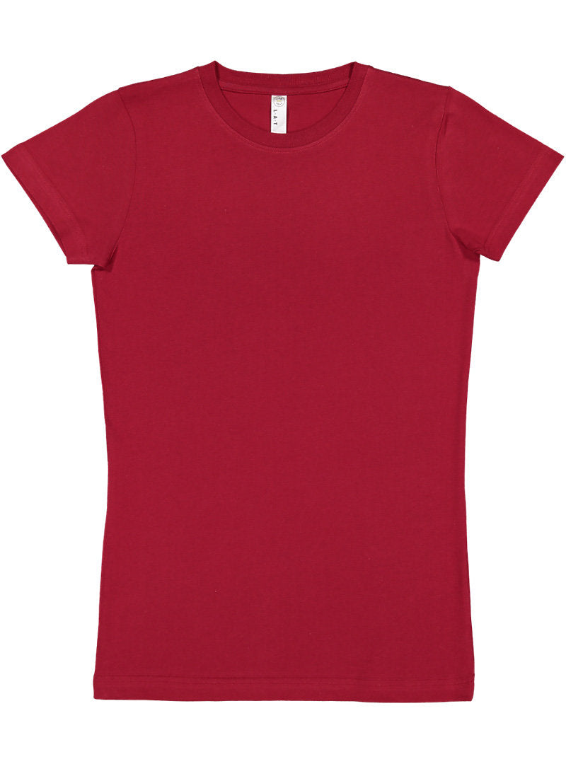 Ladies (Junior) Fitted - Crew Neck -- Fine Jersey T-shirt -- 100% Cotton -- Garnet Color