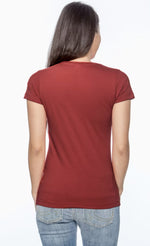 Load image into Gallery viewer, Ladies (Junior) Fitted - Crew Neck -- Fine Jersey T-shirt -- 100% Cotton -- Garnet Color
