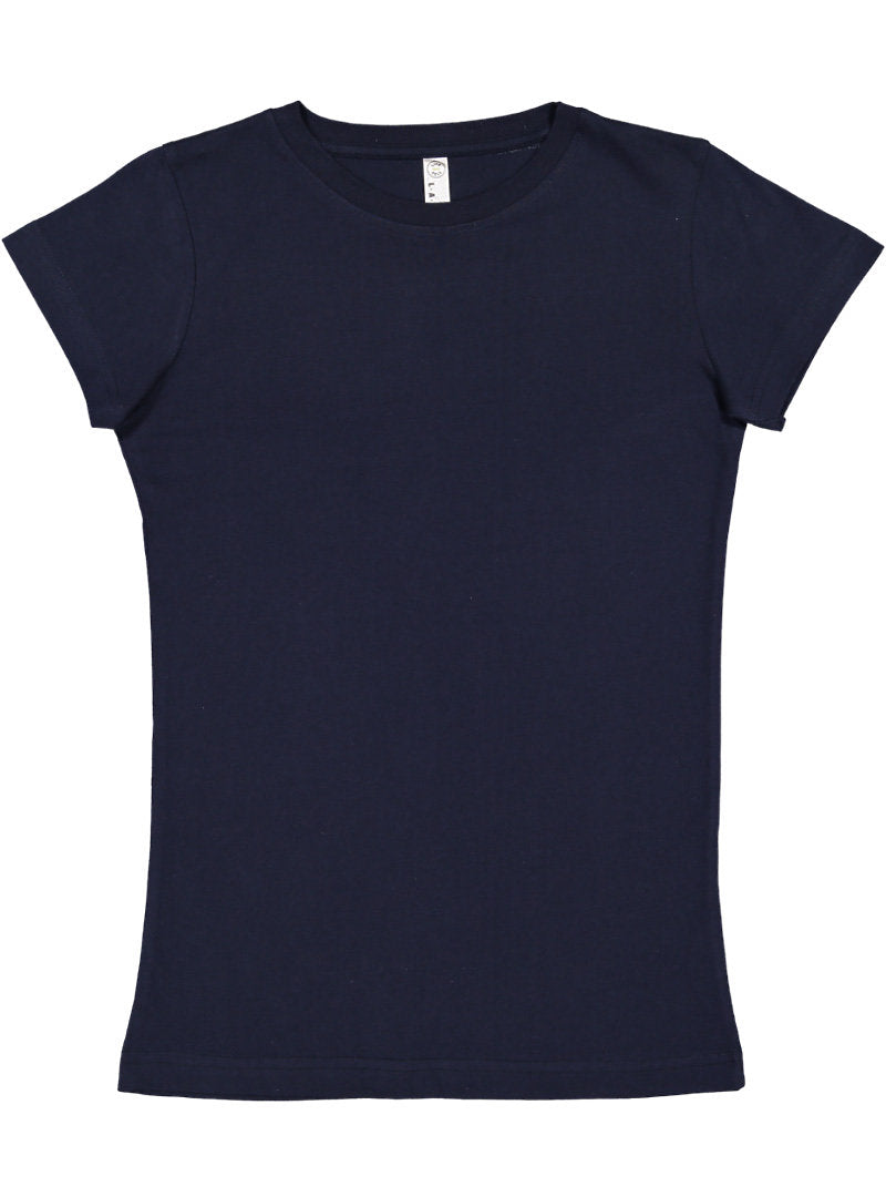 Ladies (Junior) Fitted - Crew Neck -- Fine Jersey T-shirt -- 100% Cotton -- Navy Color