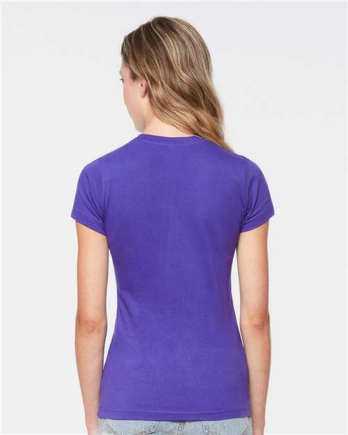 Ladies (Junior) Fitted - Crew Neck -- Fine Jersey T-shirt -- 100% Cotton -- Purple Color