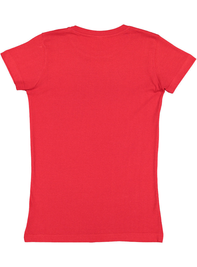 Ladies (Junior) Fitted - Crew Neck -- Fine Jersey T-shirt -- 100% Cotton -- Red Color