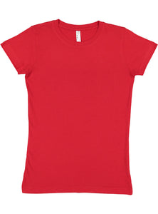 Ladies (Junior) Fitted - Crew Neck -- Fine Jersey T-shirt -- 100% Cotton -- Red Color