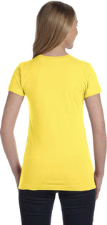 Load image into Gallery viewer, Ladies (Junior) Fitted - Crew Neck -- Fine Jersey T-shirt -- 100% Cotton -- Yellow Color
