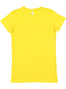 Ladies (Junior) Fitted - Crew Neck -- Fine Jersey T-shirt -- 100% Cotton -- Yellow Color