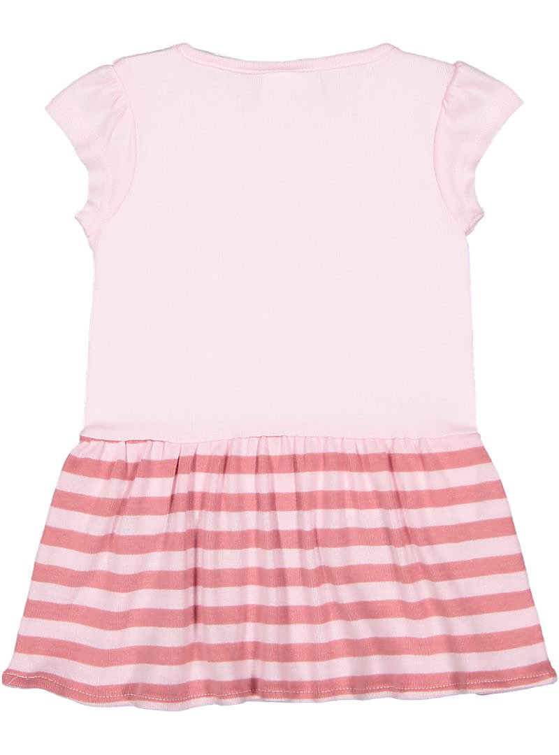 Baby Cotton Rib Dress, (Sizes: 6M - 24M), Light Pink (Ballerina) with Mauvelous Stripes