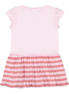 Baby Cotton Rib Dress, (Sizes: 6M - 24M), Light Pink (Ballerina) with Mauvelous Stripes