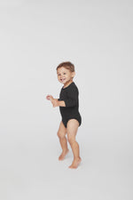 Load and play video in Gallery viewer, Baby Long Sleeve Bodysuit, 100% Cotton, Black
