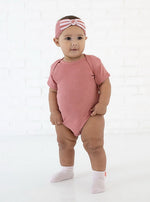 Load image into Gallery viewer, Baby Headband with Bow Tie, (Mauvelous - Ballerina - Mauvelous Stripe)
