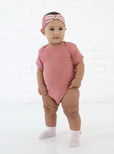 Baby Headband with Bow Tie, (Mauvelous - Ballerina - Mauvelous Stripe)