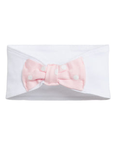 Baby Headband with Bow Tie, (White - Ballerina - White Dot)