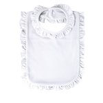 Load image into Gallery viewer, Sublimation Baby Bib with Ruffle Trim,  (65% Polyester - 35% Cotton), White
