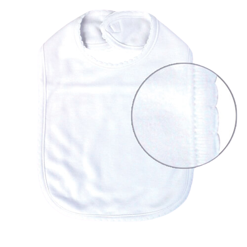 Sublimation Baby Bib with Scallop Trim,  (65% Polyester - 35% Cotton), White