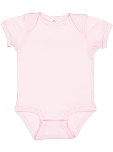 Baby Short Sleeve Bodysuit, 100% Cotton, Light Pink