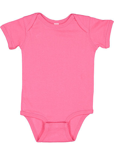 Baby Short Sleeve Bodysuit, 100% Cotton, Hot Pink