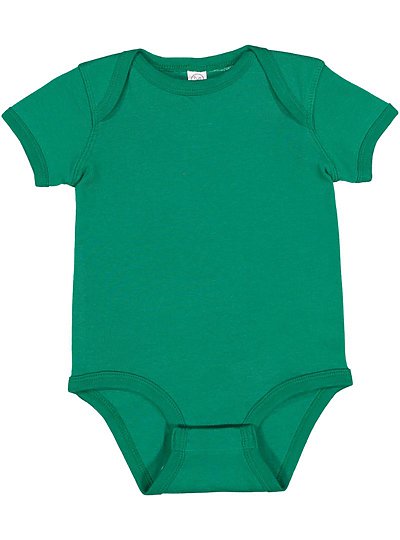 Baby Short Sleeve Bodysuit, 100% Cotton, Kelly