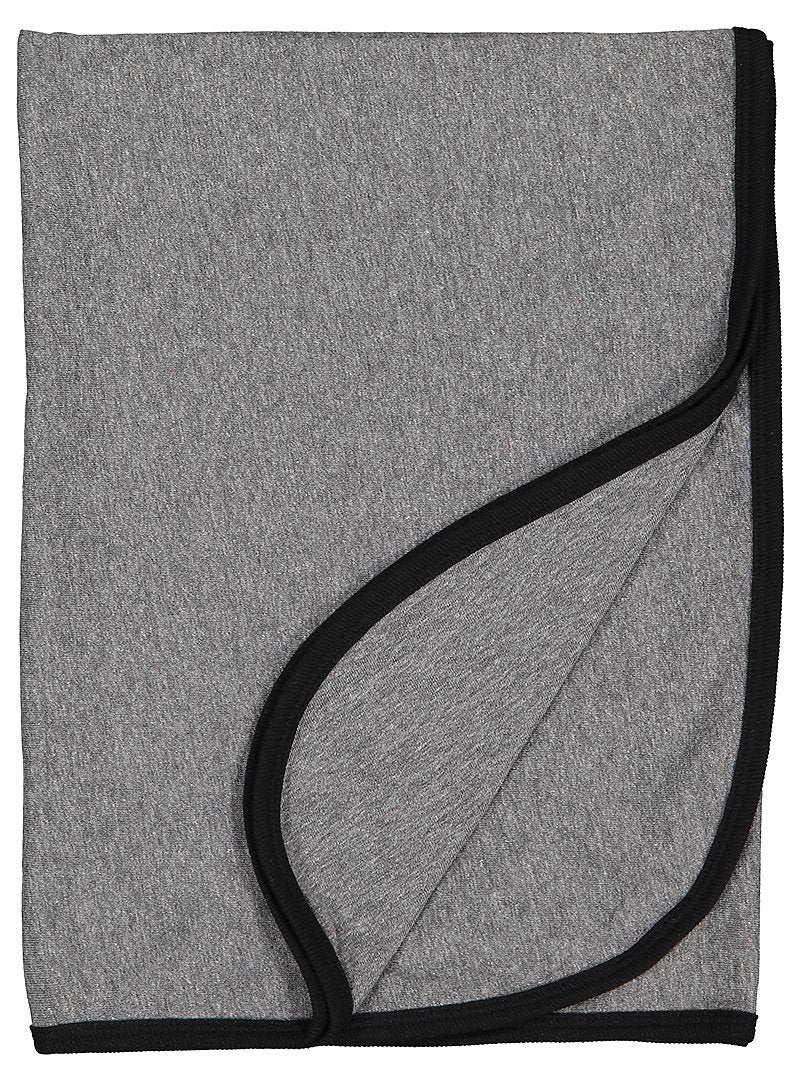 Baby Jersey Blanket,  5.5 oz., 100% Cotton Premium Jersey,   Granite Heather-Black