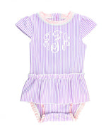 Load image into Gallery viewer, Baby Seersucker Peplum, Lilac (One Piece) by Ruffle Butts®
