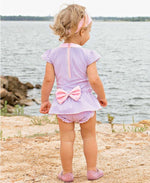 Load image into Gallery viewer, Baby Seersucker Peplum, Lilac (One Piece) by Ruffle Butts®
