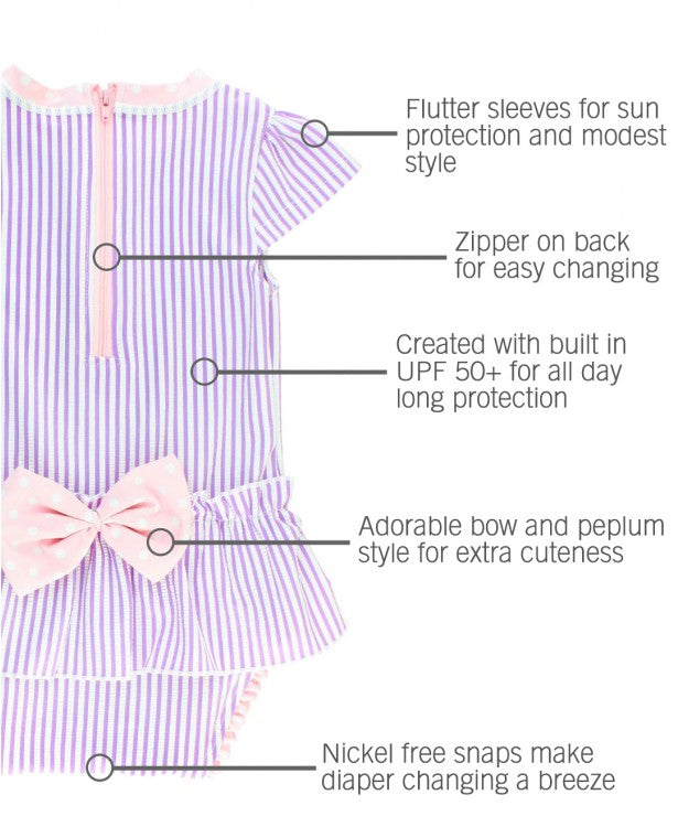 Baby Seersucker Peplum, Lilac (One Piece) by Ruffle Butts®