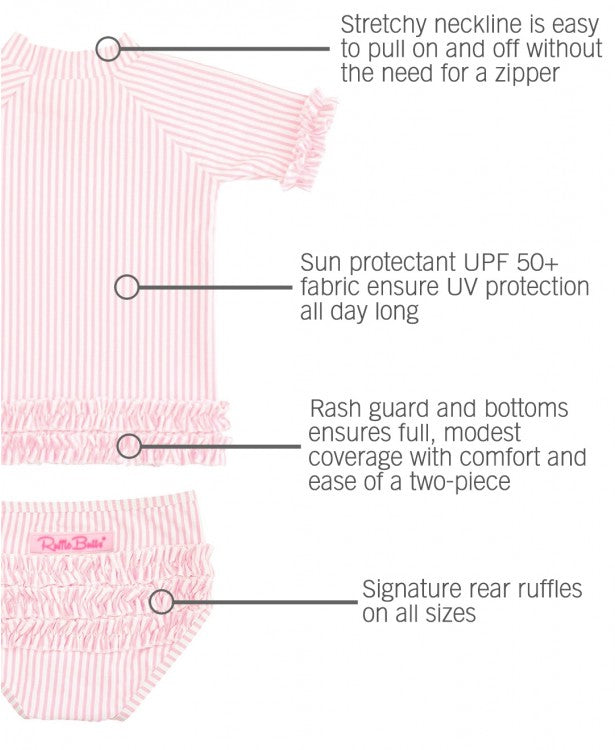Baby Seersucker Pink Rash Guard Bikini by Ruffle Butts®