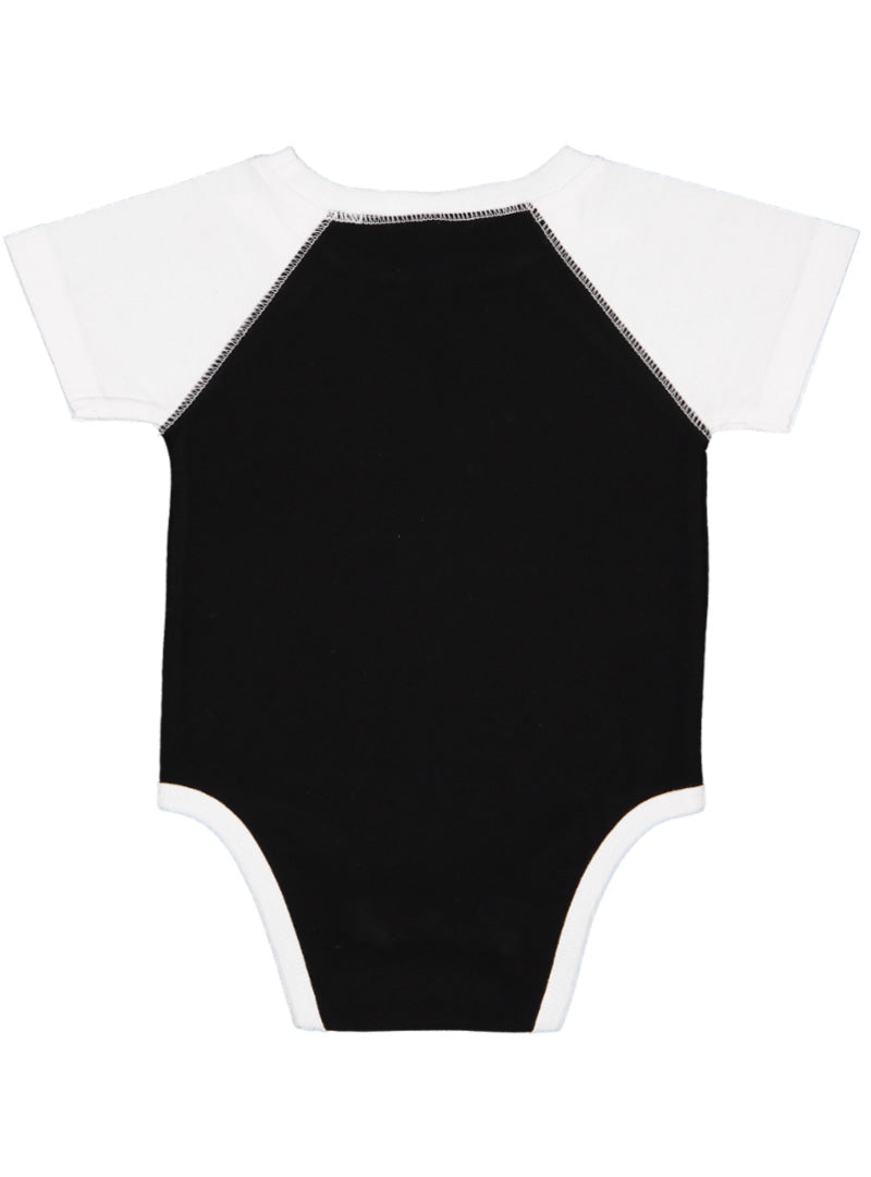 Baby (Raglan - Short Sleeve - Baseball) Onesie, 100% Cotton, Black & White