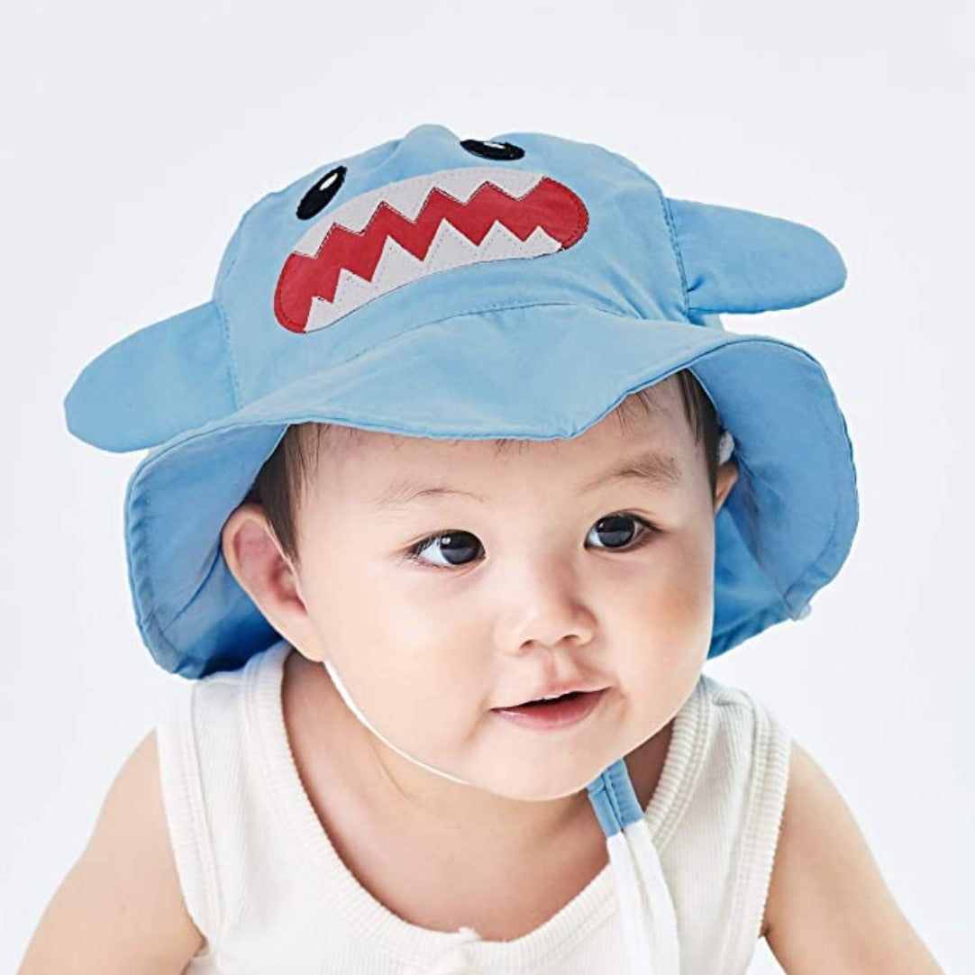 Baby (6 - 12 M), Sun Protection Bucket Hat (Cute Shark)