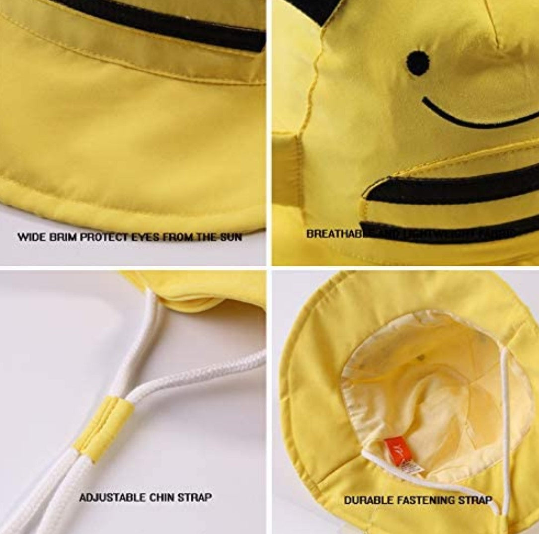 Baby (6 - 12 M),   Sun Protection Bucket Hat (Cute Yellow Bee)