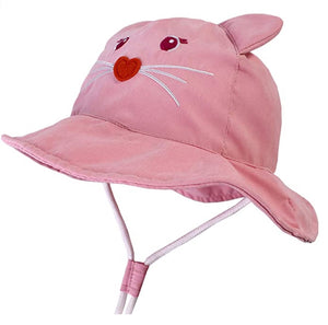 Baby (6 - 12 M),  Sun Protection Bucket Hat (Heart Nose Cat)
