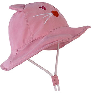 Baby (6 - 12 M),  Sun Protection Bucket Hat (Heart Nose Cat)