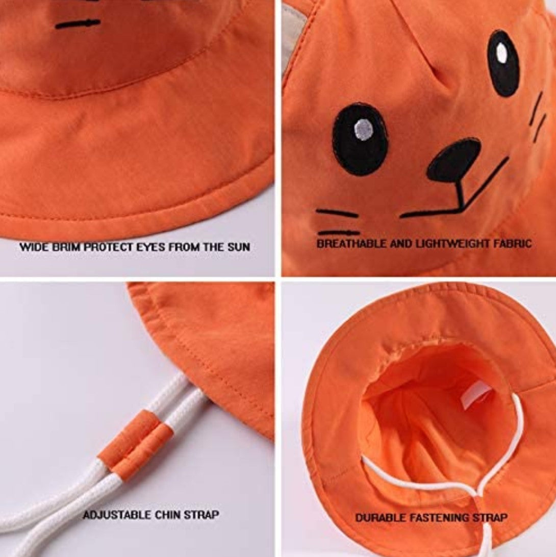 Baby (6 - 12 M), Sun Protection Bucket Hat (Cute Tiger)