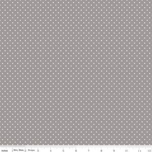 White Swiss (Polka) Dots - Gray Background Fabric, 100% Cotton, Ref. C670-40 GRAY, Swiss Dots Collection by Riley Blake Designs®