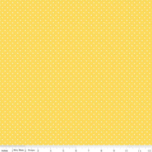 White Swiss (Polka) Dots - Yellow Background Fabric, 100% Cotton, Ref. C670-50 YELLOW, Swiss Dots Collection by Riley Blake Designs®