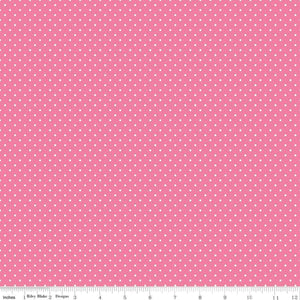 White Swiss (Polka) Dots - Hot Pink Background Fabric, 100% Cotton, Ref. C670-70 HOTPINK, Swiss Dots Collection by Riley Blake Designs®