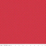 Load image into Gallery viewer, White Swiss (Polka) Dots - Red Background Fabric, 100% Cotton, Ref. C670-80 RED, Swiss Dots Collection by Riley Blake Designs®
