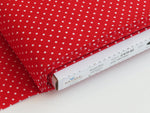 Load image into Gallery viewer, White Swiss (Polka) Dots - Red Background Fabric, 100% Cotton, Ref. C670-80 RED, Swiss Dots Collection by Riley Blake Designs®
