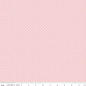 White Swiss (Polka) Dots - Baby Pink Background Fabric, 100% Cotton, Ref. C670-BABYPINK, Swiss Dots Collection by Riley Blake Designs®
