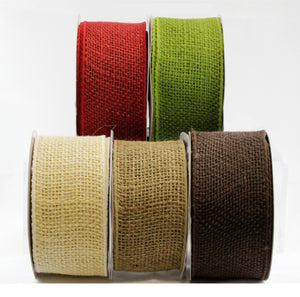 2.5 Inch,  Classic 100% Jute Burlap Ribbon with Wired Edge, 10 yards
