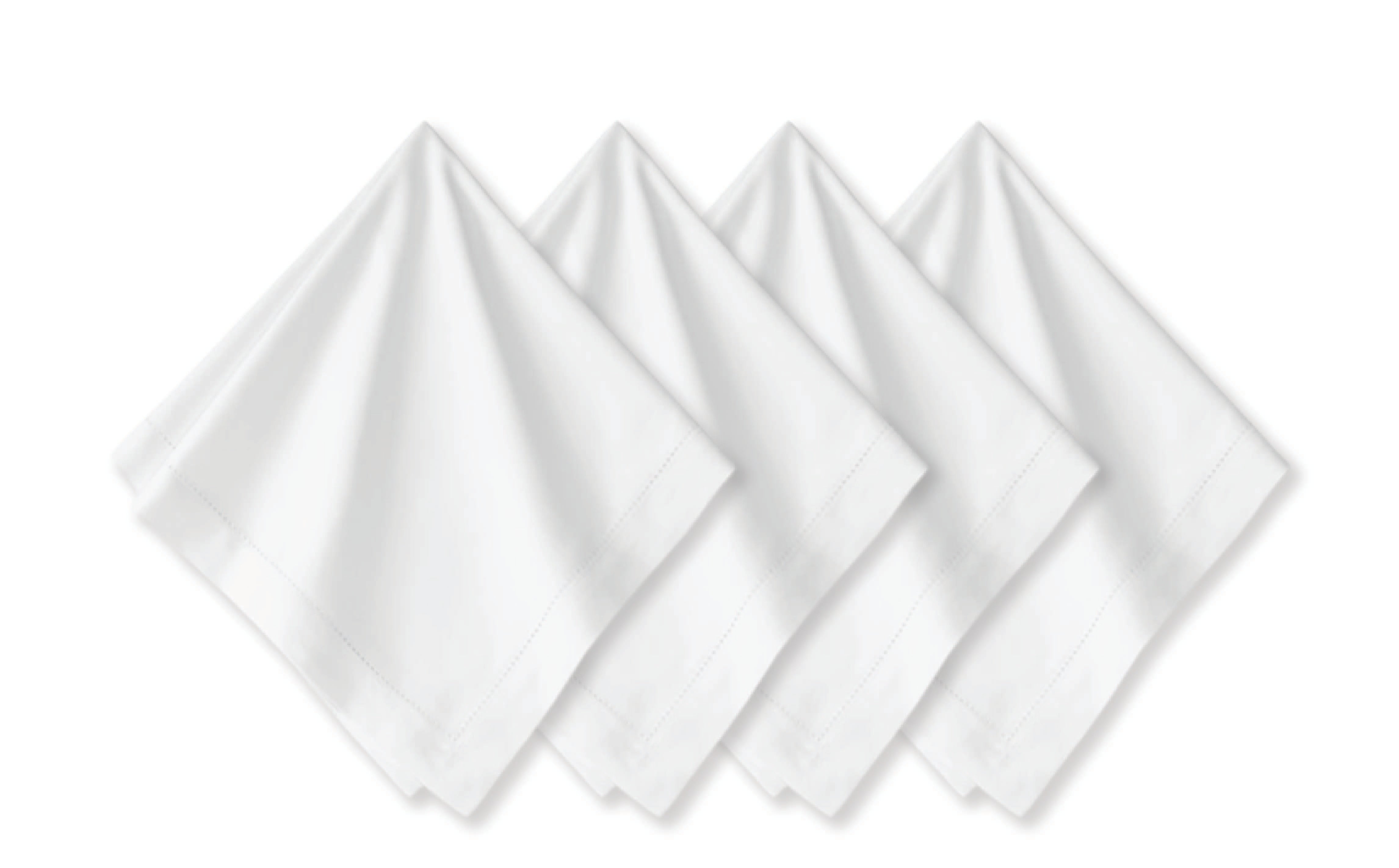 White Dinner Napkins with Classic Hemstitch, Various Sizes