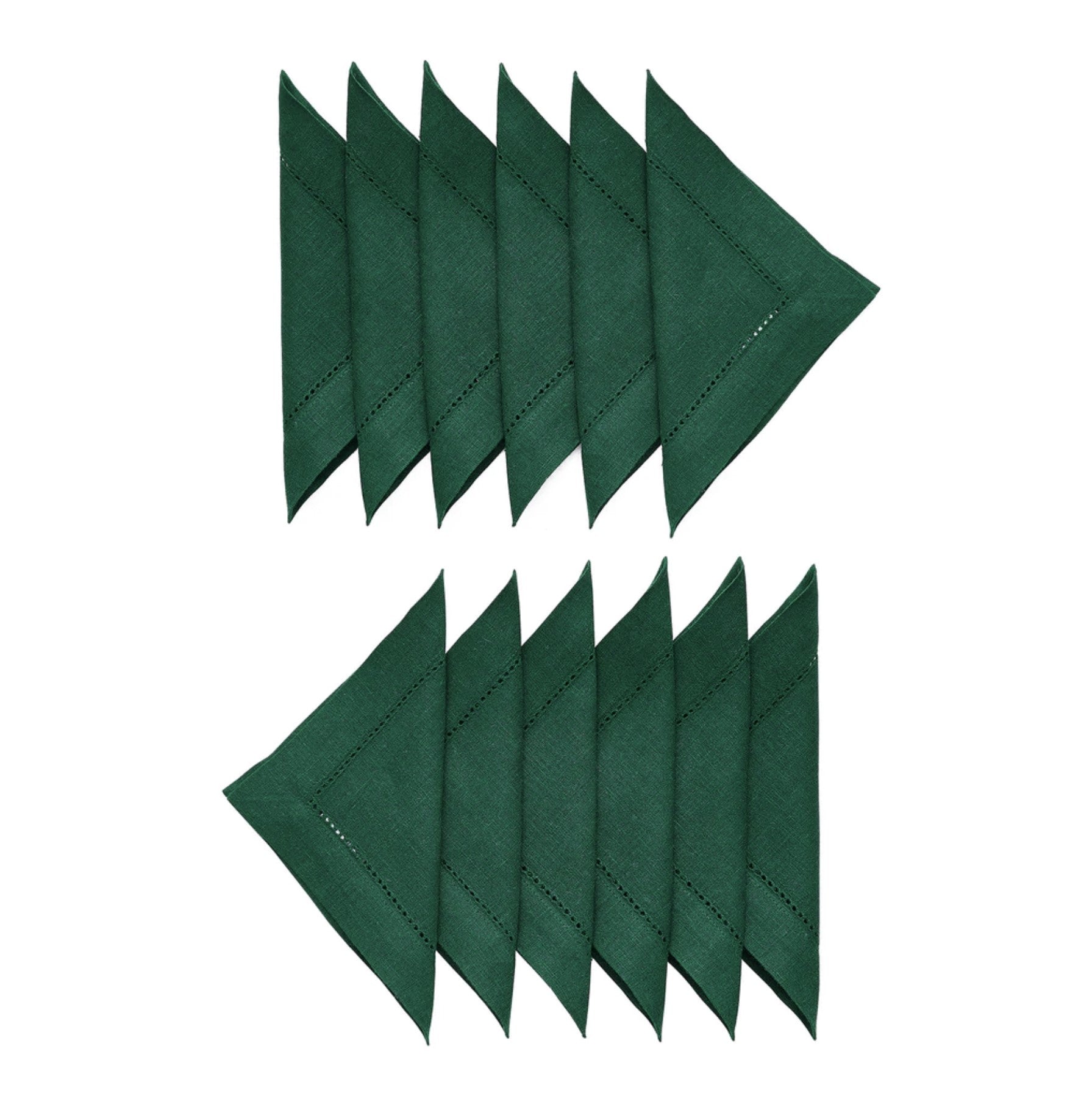 Green Forest Hemstitch Table Linen Collection, 100% Linen