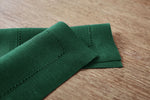 Load image into Gallery viewer, Green Forest Hemstitch Table Linen Collection, 100% Linen
